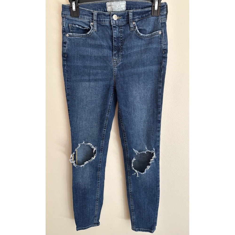 Free People Jeans Womens 28R Distressed Medium Wash Skinny Cotton Blend